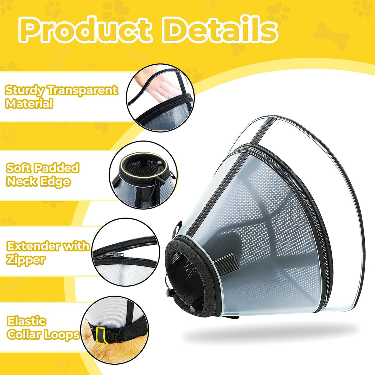 Supet pet recovery collar showing elastic loop detail