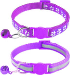 2 Pack Breakaway Cat Collars with Bells, Reflective Design and Claw Print Design, Safety Buckle, Adjustable 7.5-12.5 Inches for Kittens & Cats (Rose) - Image 9
