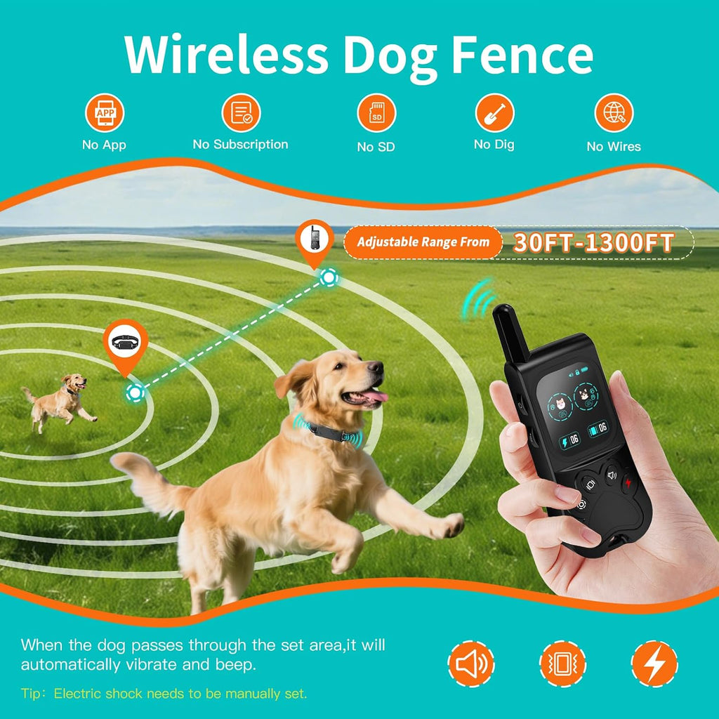 Handheld remote control for dual dog fence training showing level adjustment
