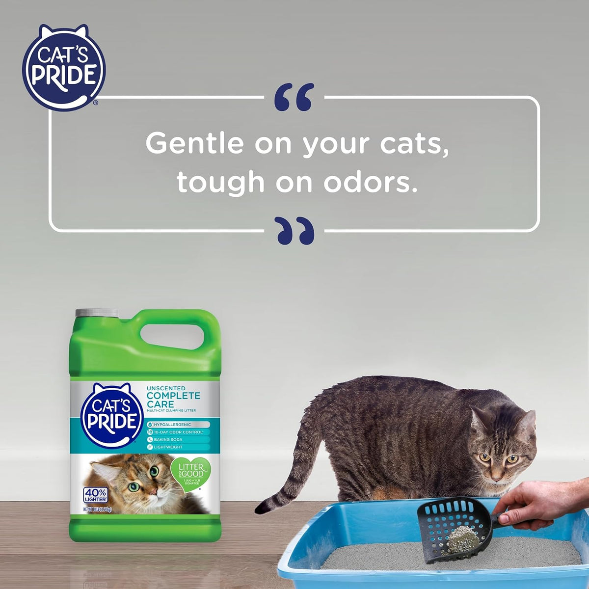 Cat's Pride natural clay cat litter texture and grain display