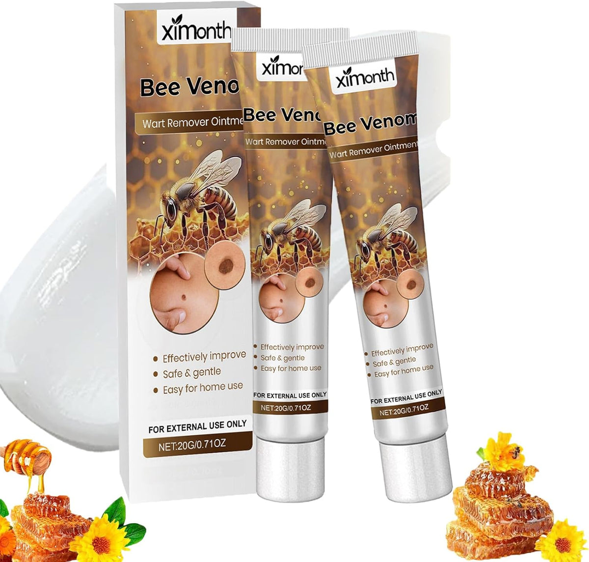 MORKORIA Bee Venom Wart Cream 2-pack front view for painless wart removal