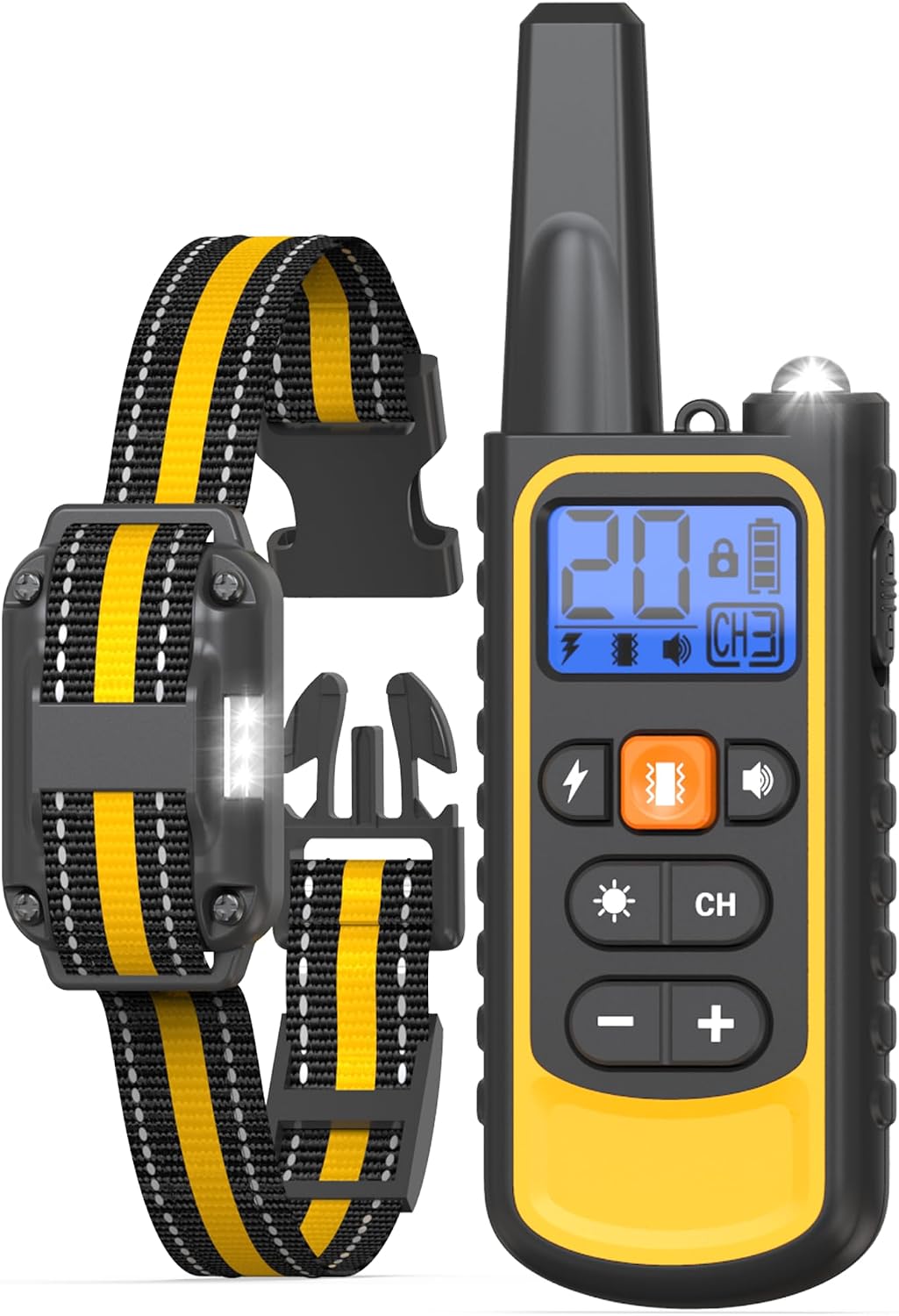 Wodondog dog shock collar with remote control front view professional pet training system.
