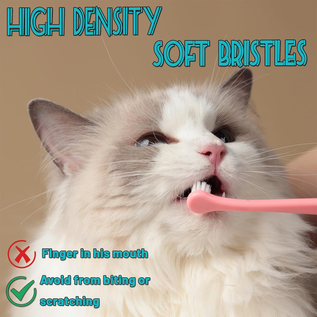 Round and pointed brush heads for small pet dental care
