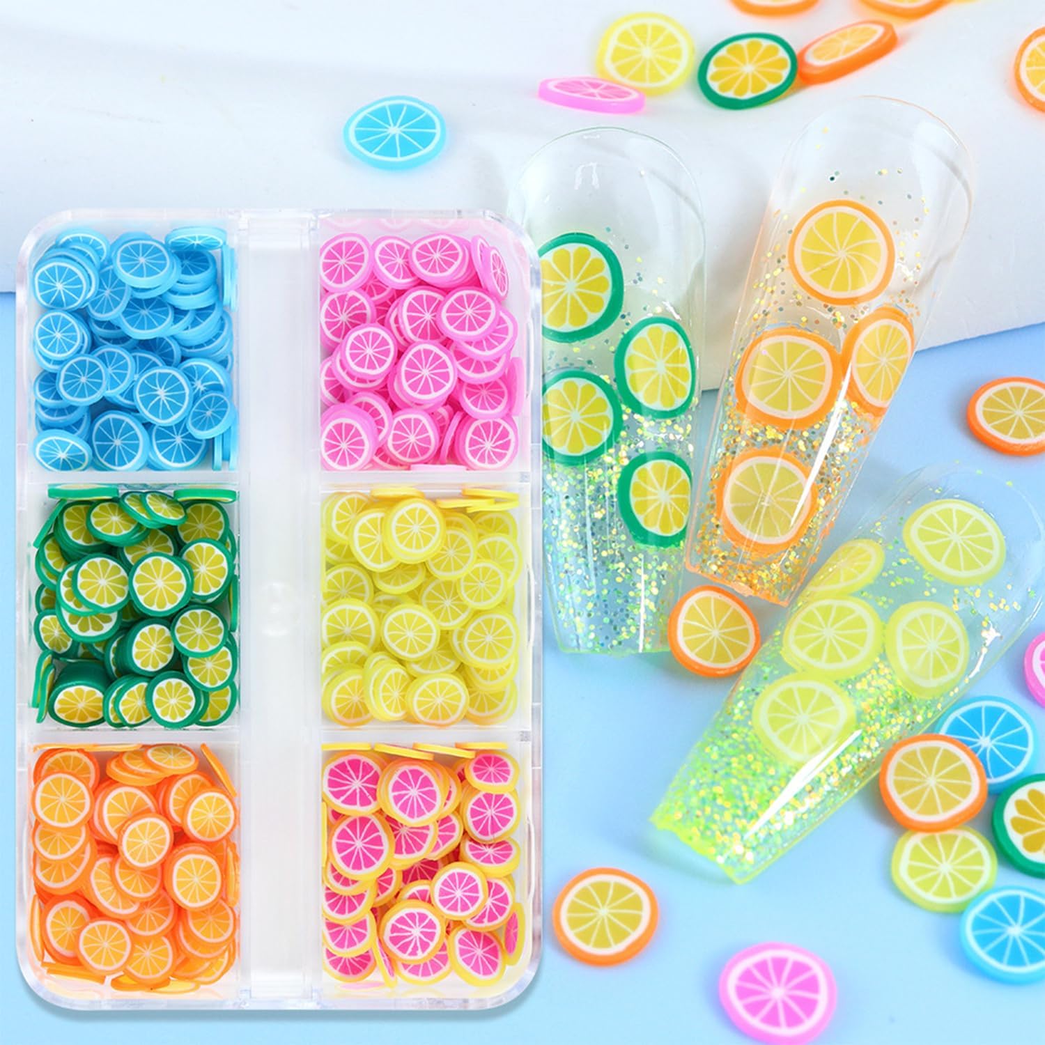 Vopintpy 6 grids fruit nail art slices front view
