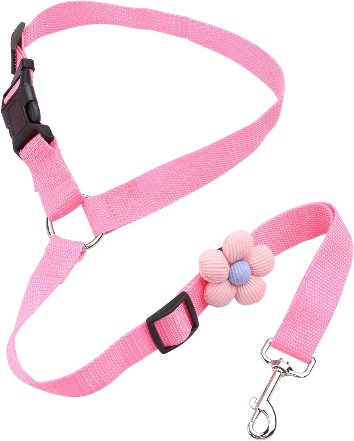 YAOHDAO Dog Seat Belt Harness for Car, Restraint Adjustable with Elastic Bungee Buffer Headrest for Vehicle, 360 degrees Swivel Carabiner Nylon Pet Safety Seat Belts Heavy Duty Car Harness for Dogs Rosy Red - Image 12