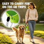 Yonisole portable dog water bowl flipped open into a drinking cup for outdoor pet hydration.