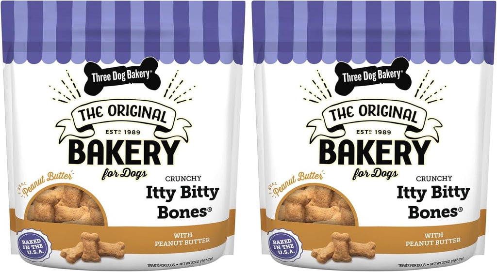 Three Dog Bakery Itty Bitty Bones Peanut Butter Dog Treats, 32oz - Crunchy Bones for Dog Training Treats, Real Peanut Butter Puppy Training Treats, Dog Bakery Treats - Image 9