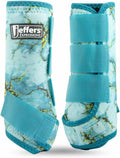 Jeffers Expression Protective Horse Boots front view in Bisbee Blue turquoise marble pattern.