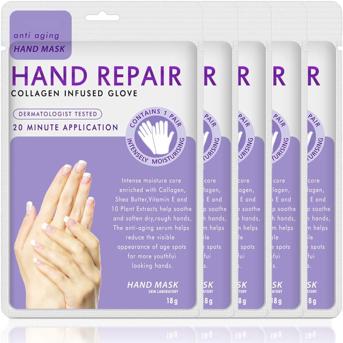 ZZLM Lavender Moisturizing Hand Mask Gloves 5 pack front view