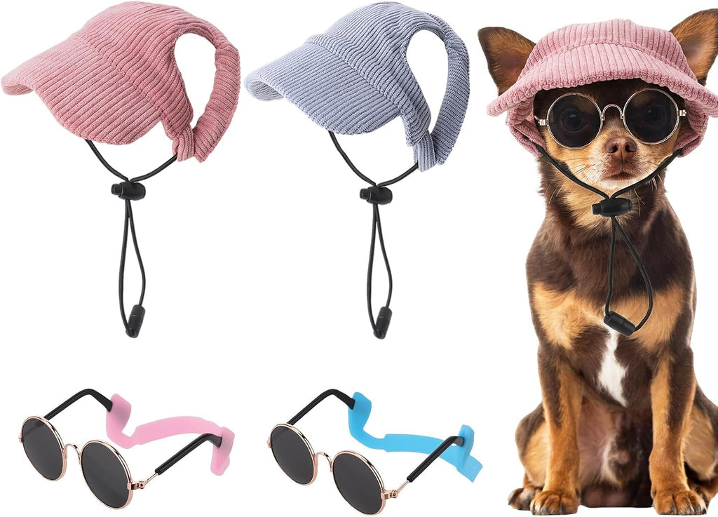 Zhamate dog sun hat and sunglasses set front view