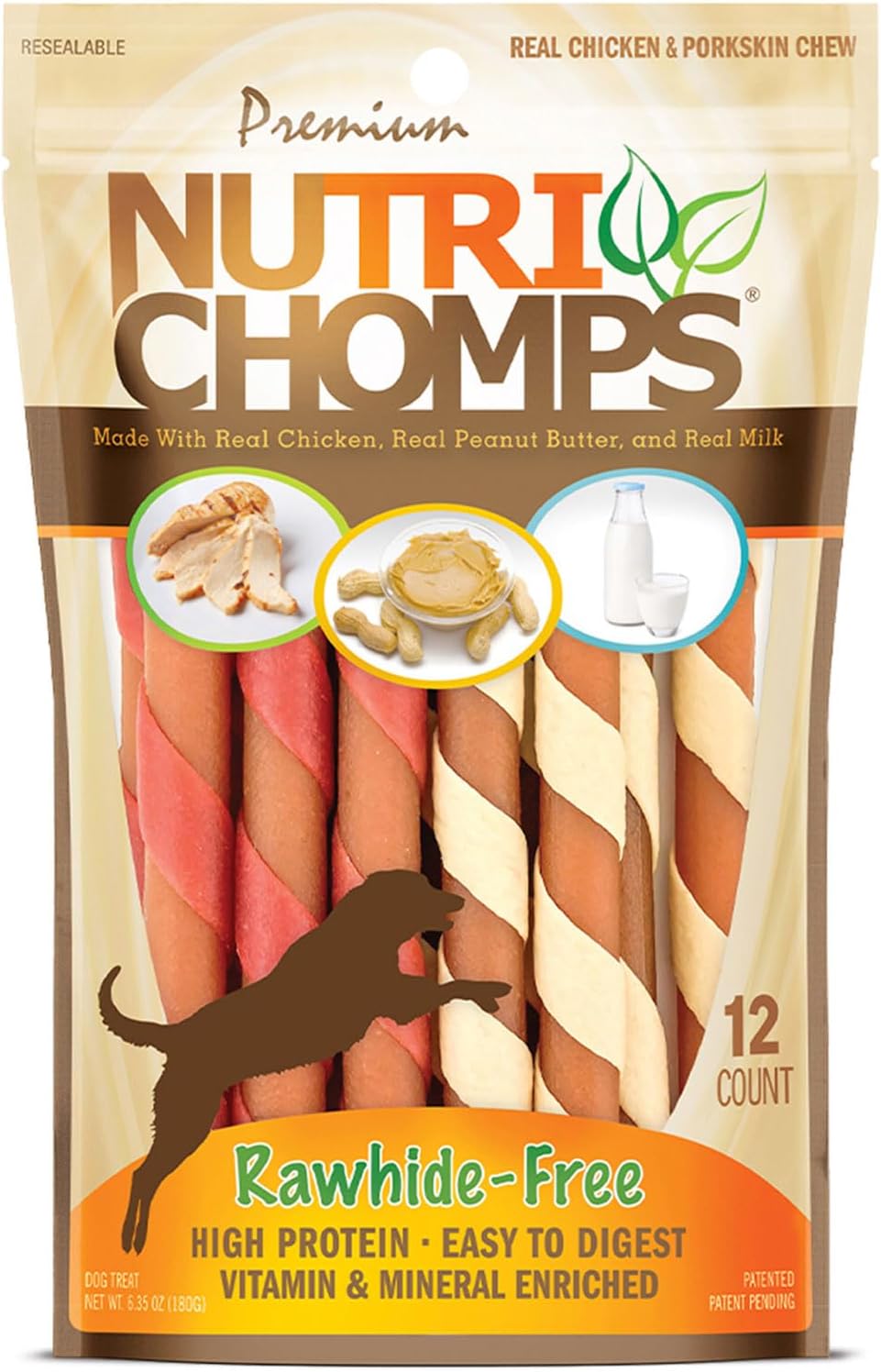 Nutri Chomps Dog Chews, 5-inch Twists, Easy to Digest, Rawhide-Free Dog Treats, 15 Count, Real Chicken, Peanut Butter and Milk flavors - Image 14