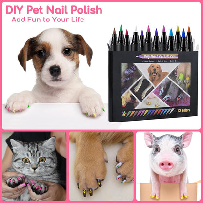 Water based pet nail art kit with matte and metallic shades for puppies