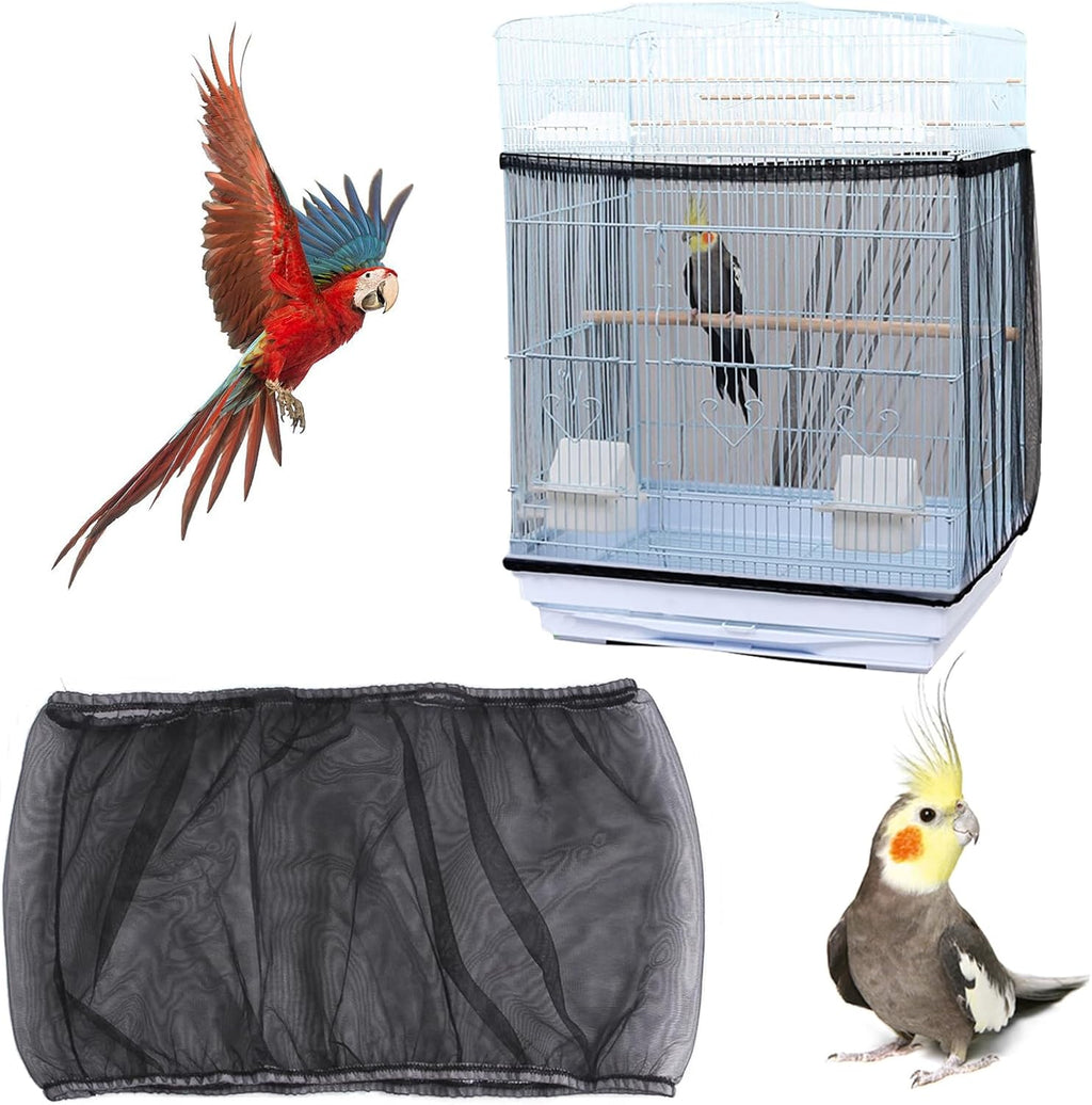 Pusnmi Bird Cage Seed Catcher Black front view showing mesh detail.