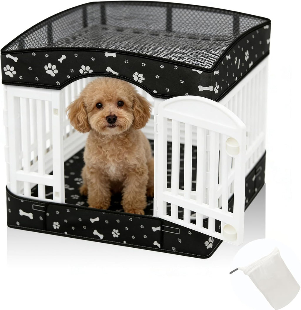 LynxLink dog playpen cover and bottom mat set front view