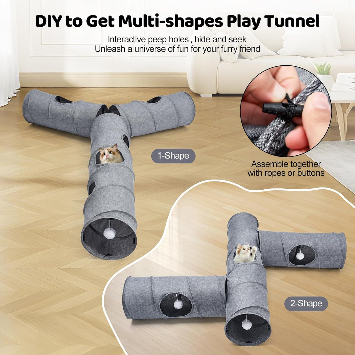 Three modular pet tubes connected into an interactive Y-shape maze configuration