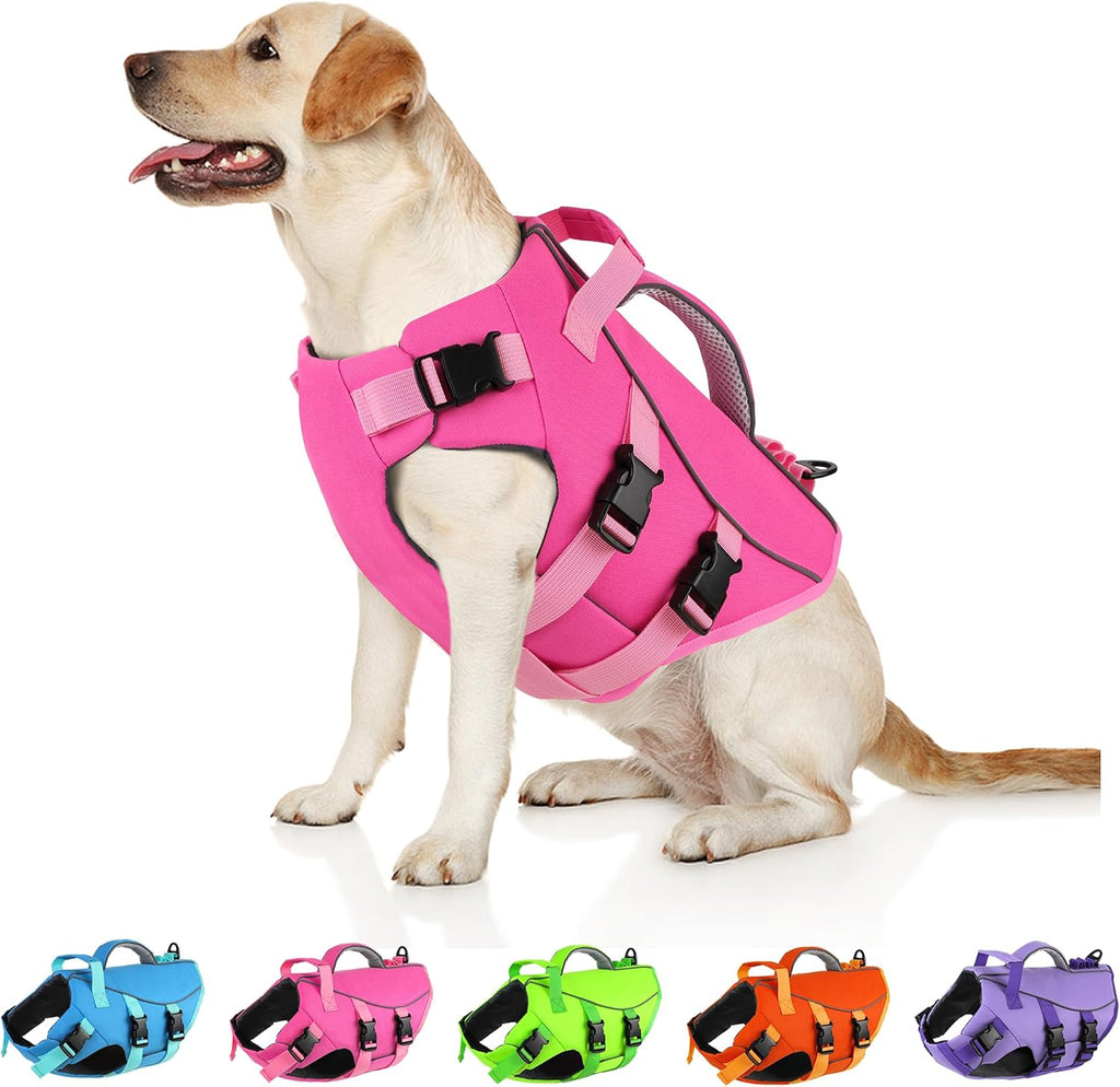 Dogcheer dog life jacket in pink front view for small pet water safety