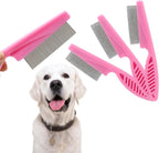 Ergonomic handle detail of Cionyce flea comb for pet grooming