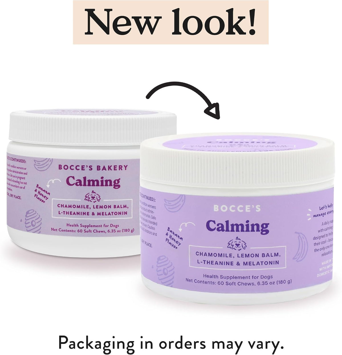 Bocce's Bakery daily calming chews banana and honey flavor for anxiety relief