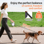 Lulupet 26ft dog leash showing built-in waste bag dispenser