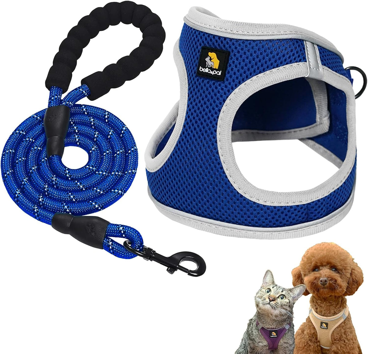 BELLA & PAL Step in Vest Harness for Small and Medium Dogs, No Pull Small Dog Harness with Leash Set, Comfortable Air Mesh Puppy Vest Harness with Reflective Strip (Lavender, XS) - Image 14