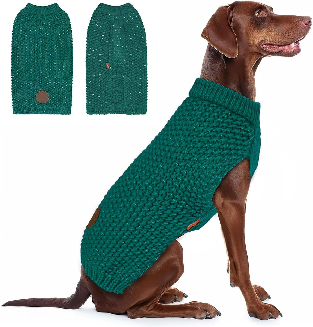 KYEESE Dog Sweater with Leash Hole Comfy Pullover Sweater Medium Size Male with Reflective Yarn Warm Pet Coats Stretchy Cozy Lightweight Thick Knitwear Dog Clothes,Grey, X-Large - Image 9