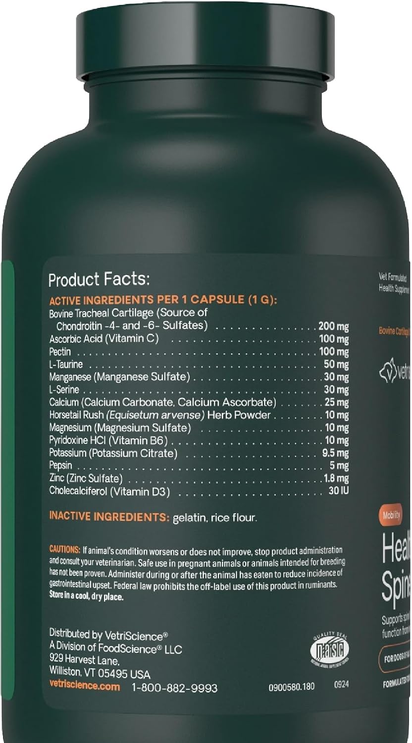 VetriScience Healthy Spine & Disc Easy-Open Capsules, Back and Spinal Support Chondroitin and Taurine Supplement for Dogs, Perfect for Dachshunds, Corgis, Frenchies, Basset Hounds & More, 180 Count - Image 13