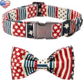 Elegant Little Tail American flag bowtie dog collar front view