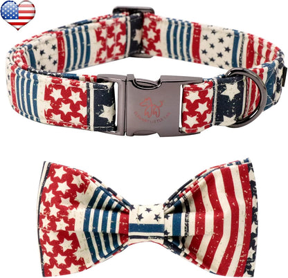 Elegant Little Tail American flag bowtie dog collar front view