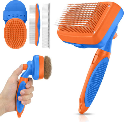Self Cleaning Shedding Brush - 5-in-1 Professional Pet Grooming Kit Skin Friendly Grooming Tool for Dogs, Cats, and Puppies, Deshedding and Hair Removal for Long and Short Haired Pets, Blue - Image 11