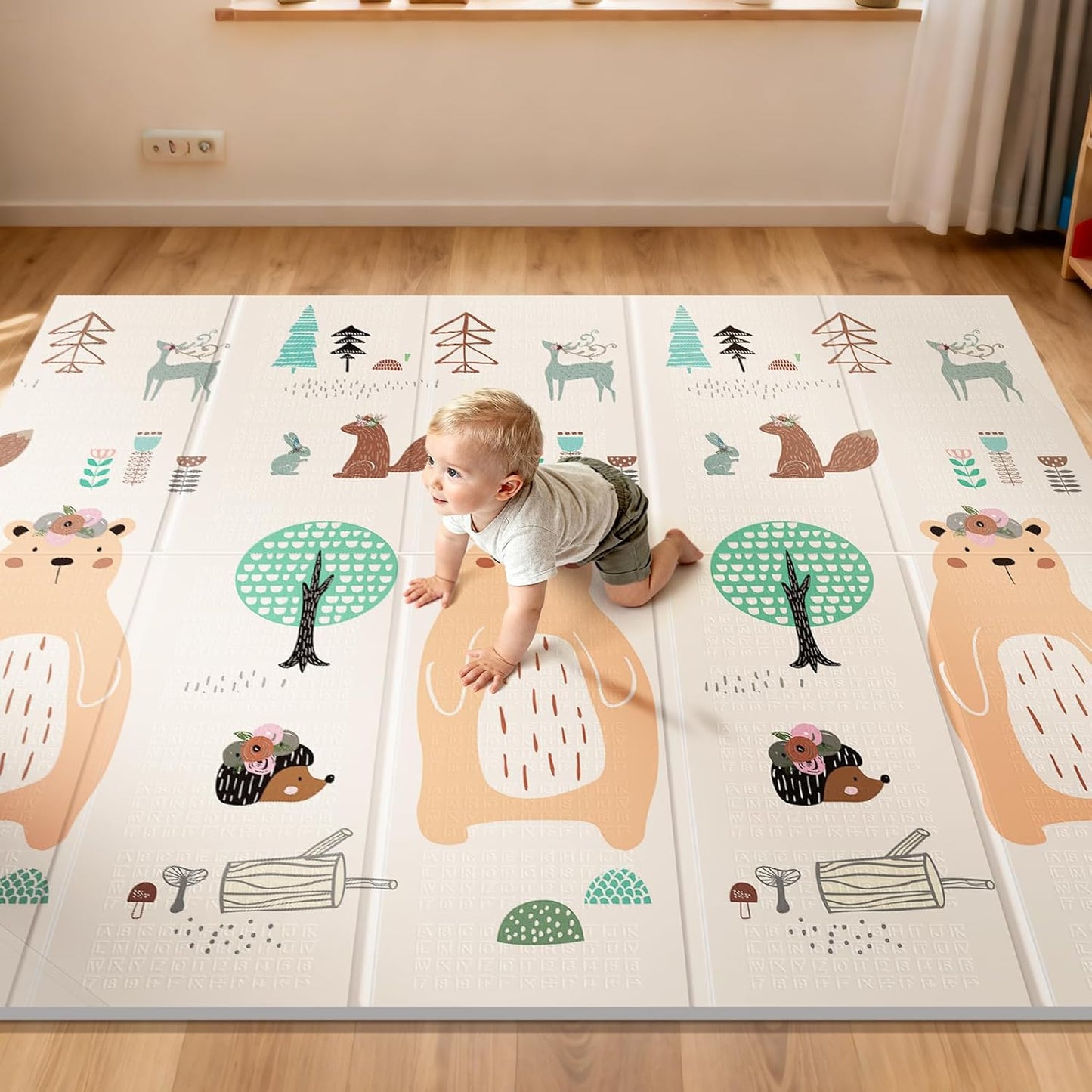 UANLAUO Baby Play Mat 79"x 71" Large Mat for Floor, Reversible Floor Mat Foam Thick & Waterproof, Foldable Playmats for Babies and Toddlers, Anti-Slip for Baby Crawling, Non-Toxic Tummy Time(Bear) - Image 1