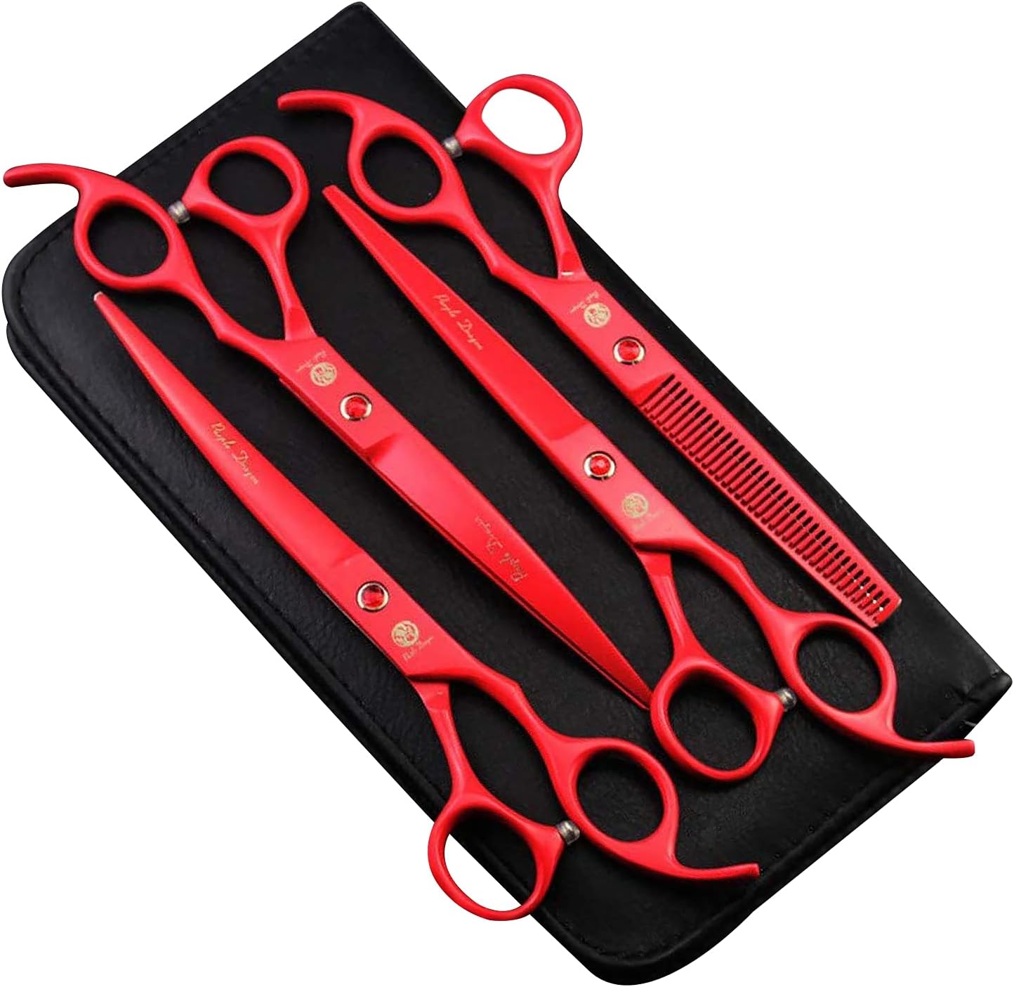 Purple Dragon Professional 7.0 inch 4PCS Pet Grooming Scissors Kit Japan Premium Steel Straight & Curved & Thinning Blade Dog Hair Cutting Shears Set with Case - Image 10