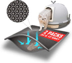 Packaging view of the two piece Pieviev gray litter mats highlighting the thirty by twenty four inch dimensions.