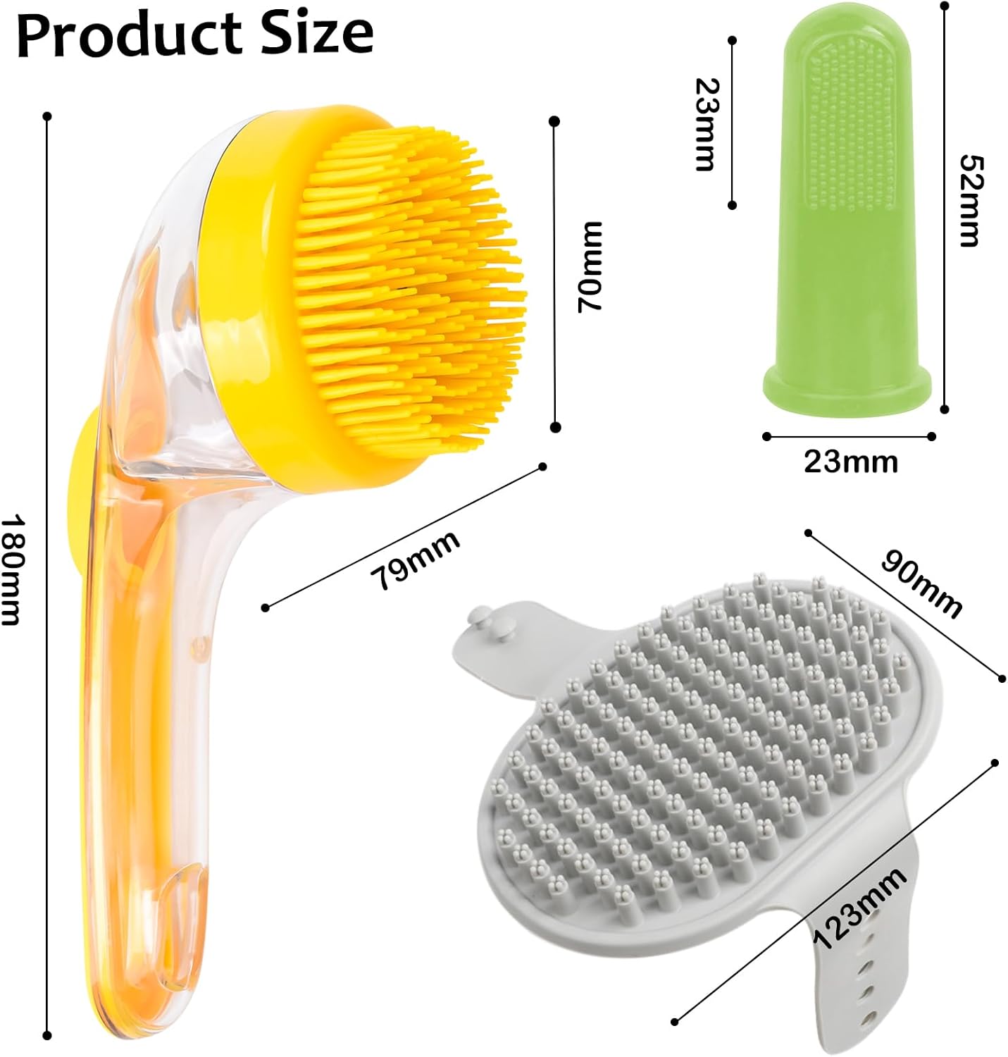 Blue and grey blue silicone dog bath brush set pack of six