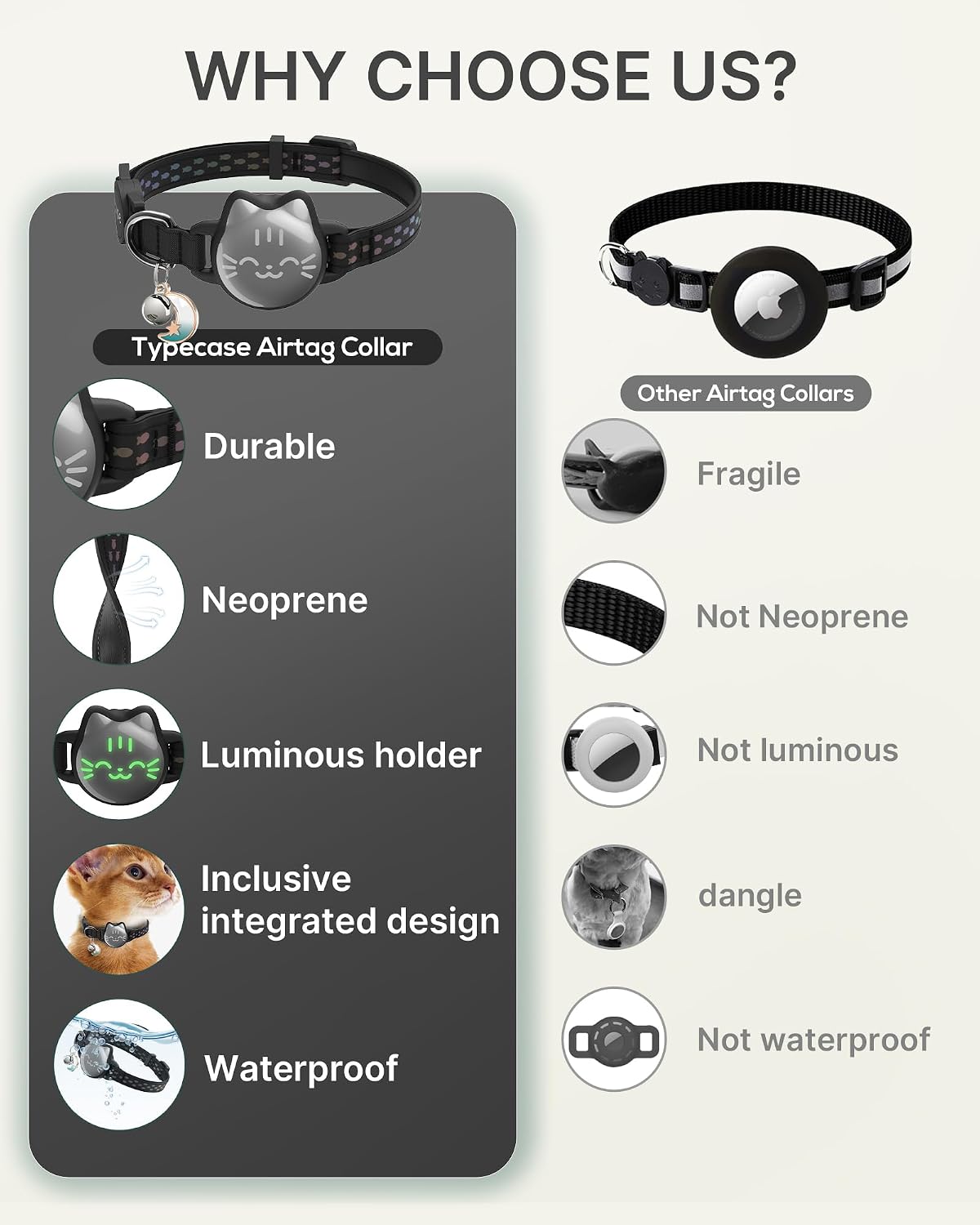 AirTag Cat Collar: Reflective Breakaway Collar, Hidden AirTag Holder - Image 7