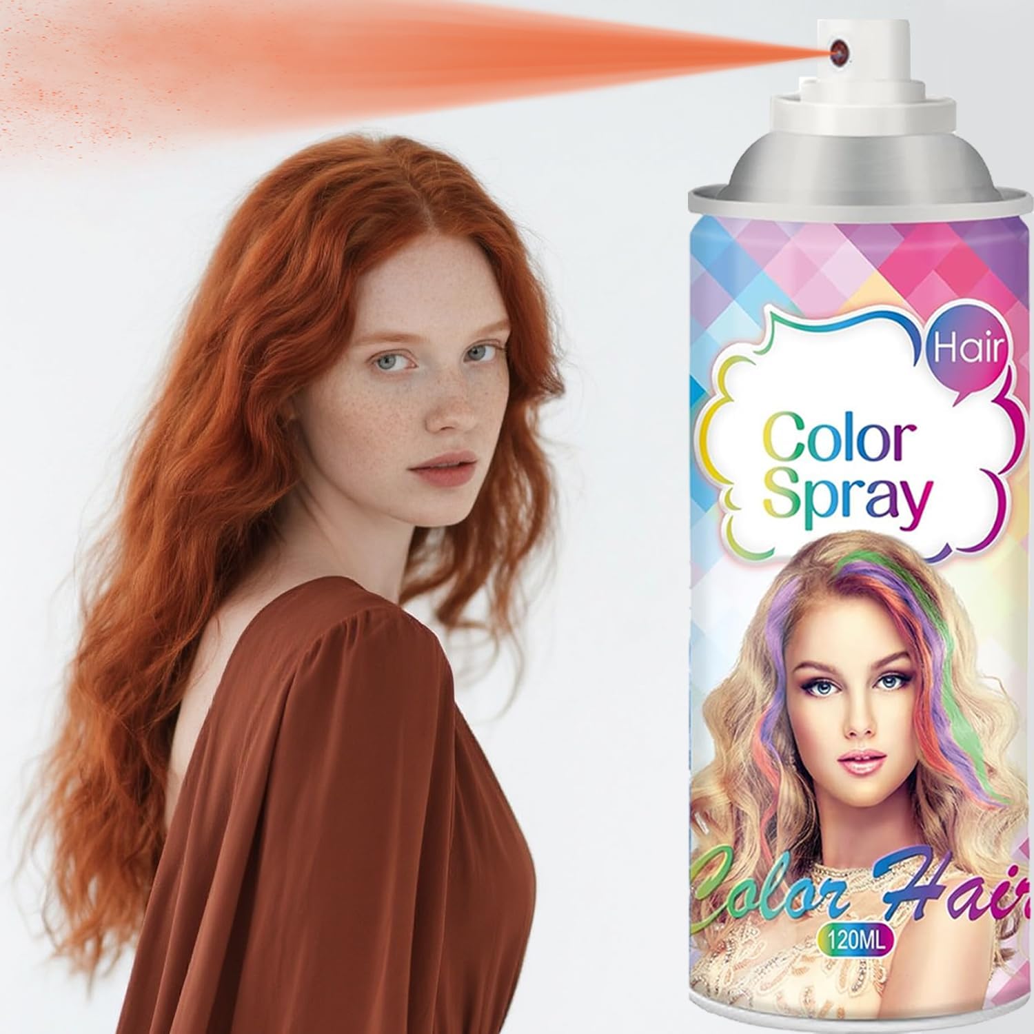 PoriaCare disposable temporary hair color spray fire red front view