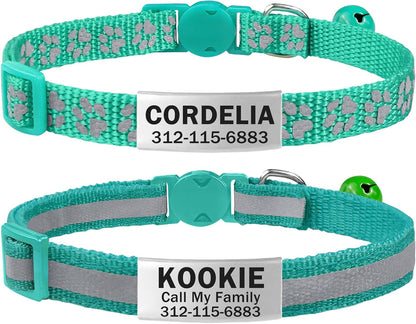 TagME 2 Pack Cat Collar with Name Tag, Personalized Reflective Cat Collar Breakaway with Bell for Boy & Girl Kitten, SkyBlue - Image 9