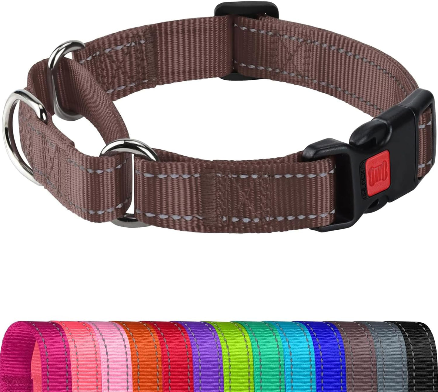 Joytale Martingale Collar for Dogs, Reflective Escape Proof Training Dog Collars with Safety Lock Buckle, No Slip Soft Nylon for Medium Pets, Hotpink, M - Image 13