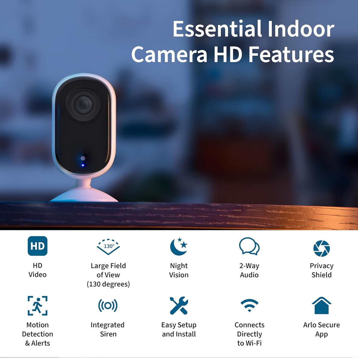 Arlo Essential indoor camera showing automated privacy shield