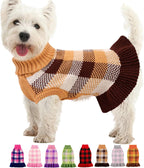 Dog Sweater Dress Plaid Knitwear for Small Medium Dogs Warm Puppy Pet Turtleneck Stretch Pullover Cute Fall Winter Vest Clothes with Leash Hole for Christmas (Pink, XS) - Image 13