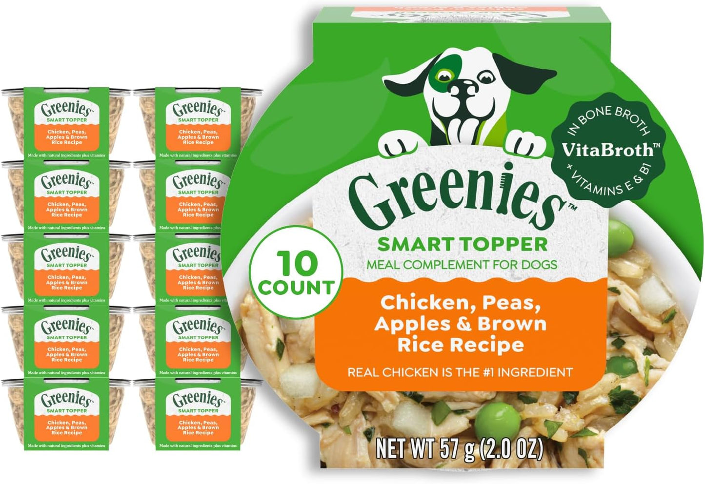 Greenies Smart Topper High Protein Wet Mix-in for Dogs, Chicken, Peas, Apples, and Brown Rice Recipe & Duck, Broccoli, Carrots and Barley Recipe Variety Pack with Whole Grains, 8 Trays of 2 oz. - Image 14