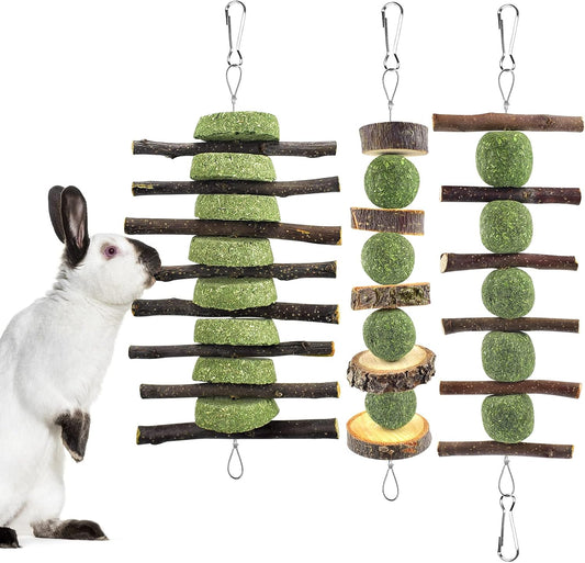 ERKOON bunny chew toys front view hanging in cage