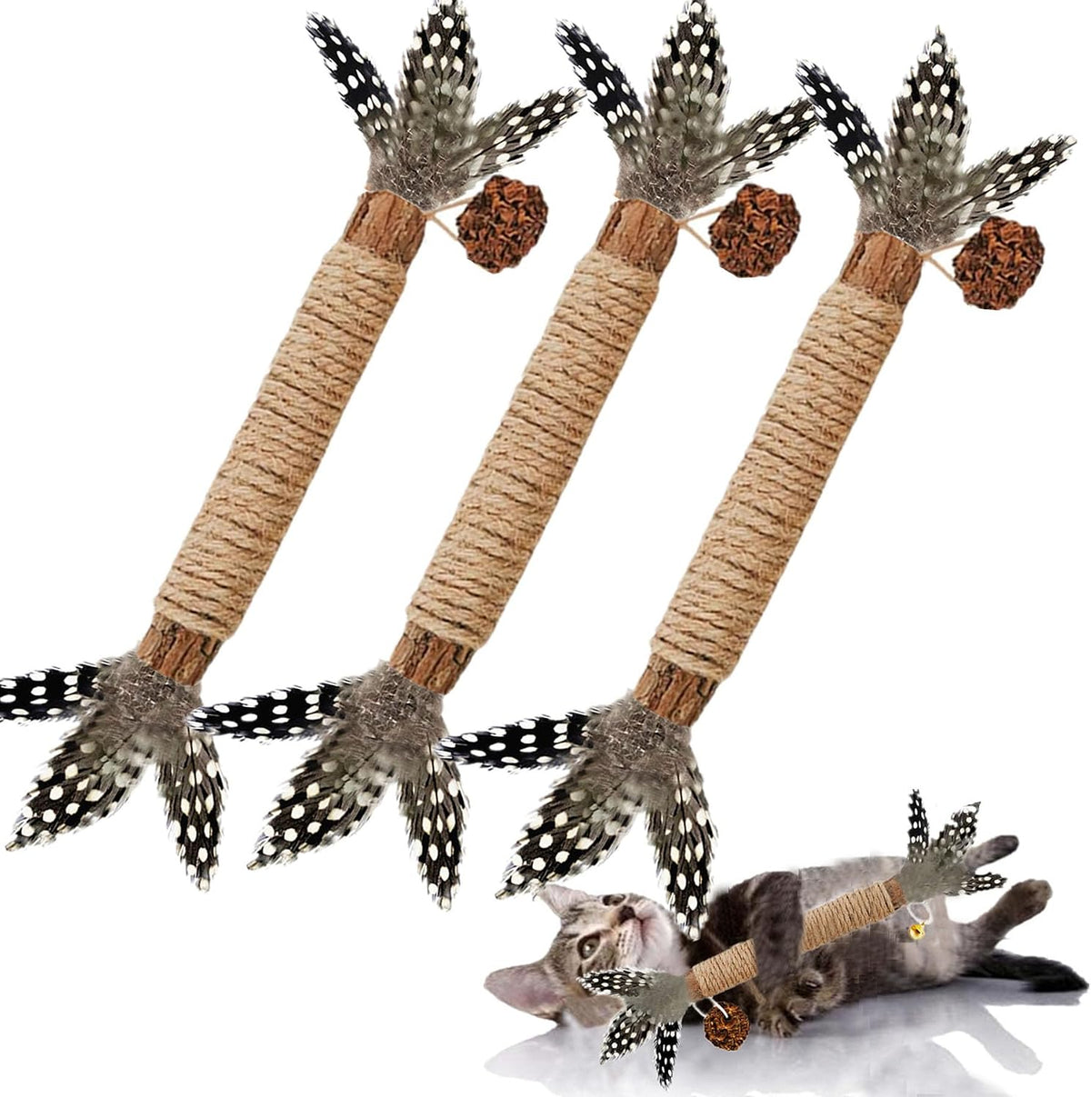 Grembeb silvervine cat feather chew toy pack of 3