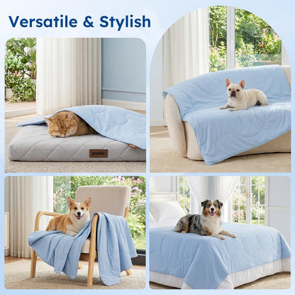 Zomisia premium cooling blanket spread inside a large metal dog crate