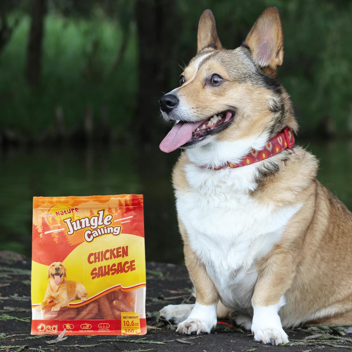 Jungle Calling Soft Chicken Sausage Dog Treats, Slow Roasted Tender Chicken Jerky for Small & Medium Dogs, Grain-Free High Protein Dog Training Treats, Easy to Chew, 10.6 oz - Image 9