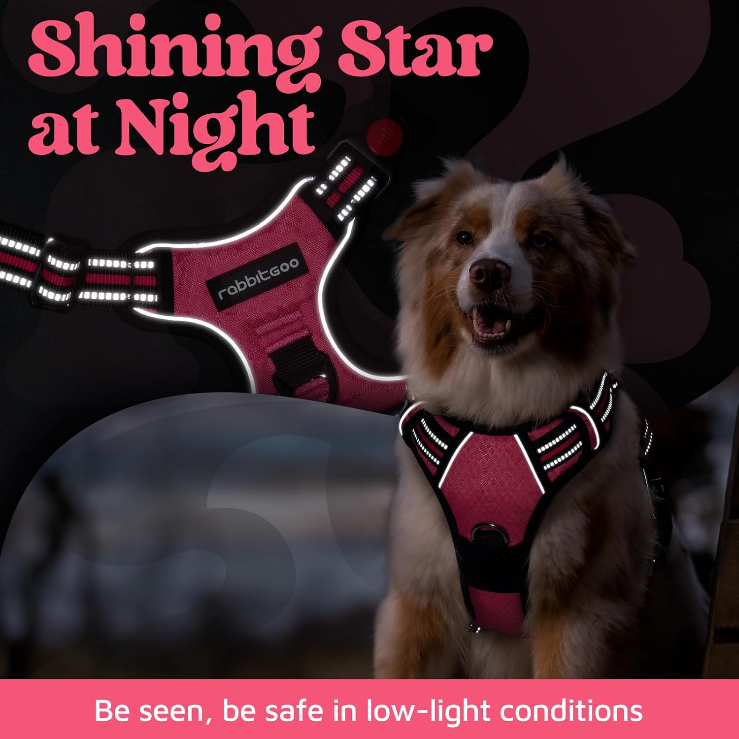 Breathable air mesh interior padding details of the Rabbitgoo large dog harness