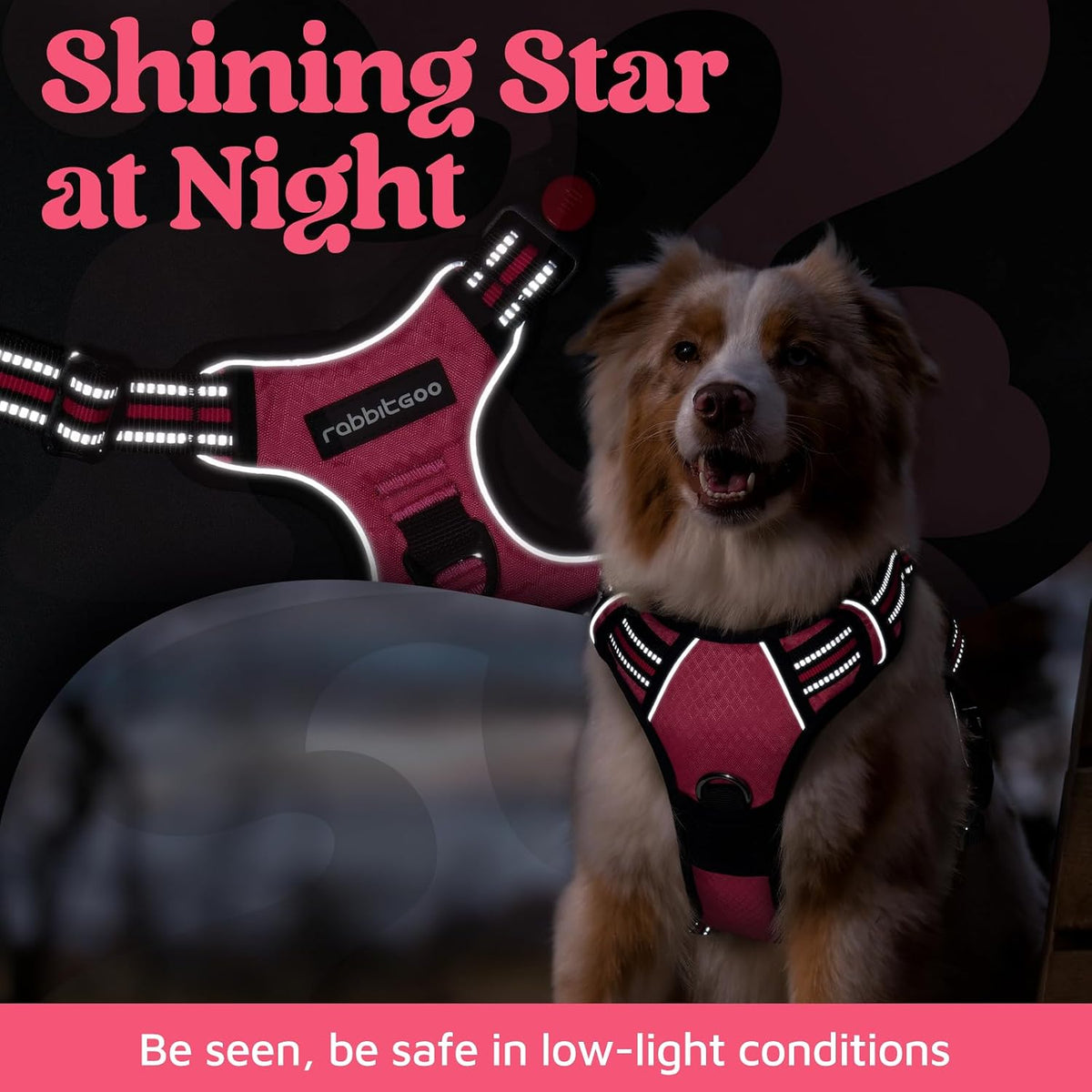 Breathable air mesh interior padding details of the Rabbitgoo large dog harness
