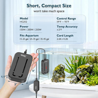 Quartz glass heating element of Hygger 150W aquarium heater