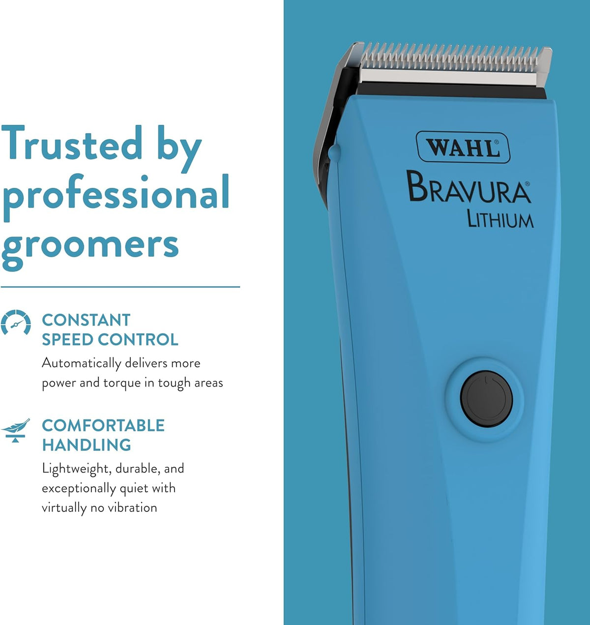 Ergonomic Wahl pet grooming clipper being used for precision paw trimming