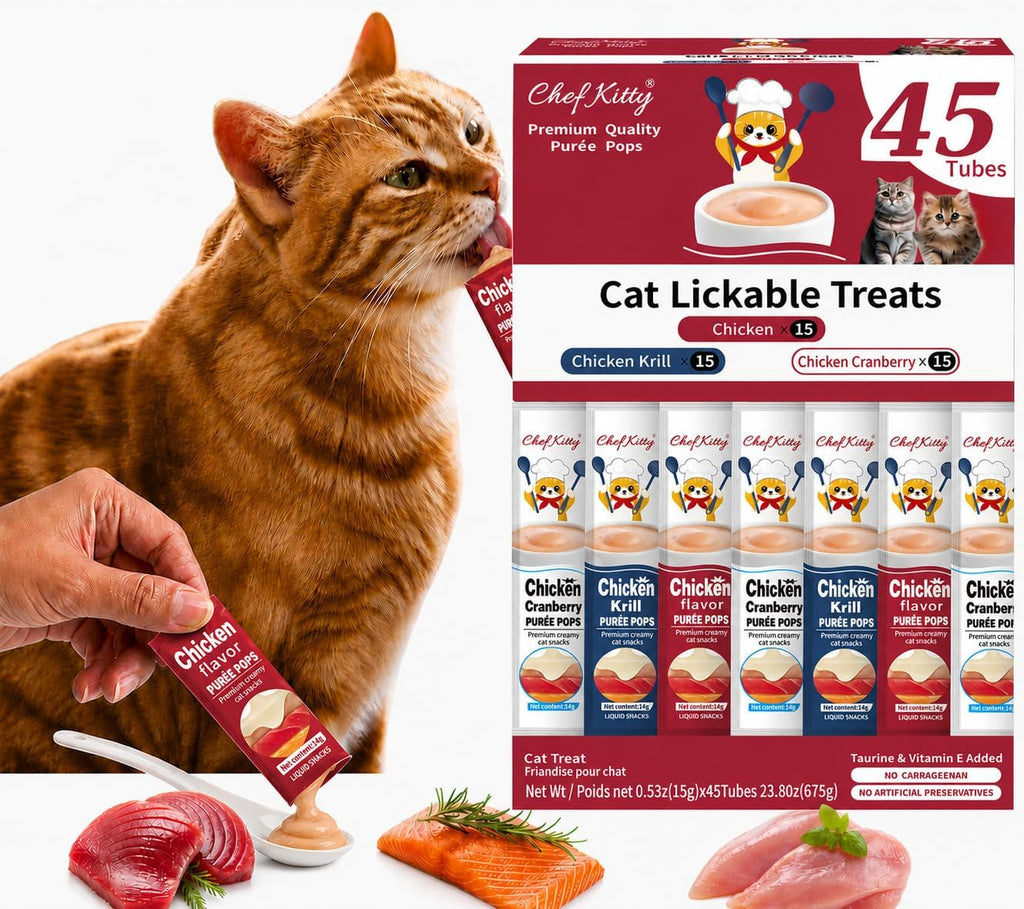 Cat Treats Lickable | Grain-Free Cat Food Toppers, High Protein | Creamy Puree Squeeze Ups with Vitamin E & Taurine, Digestible Formula | 0.5 oz. Each Tube, Chicken & Seafood Mix Variety | 45 Tubes - Image 12