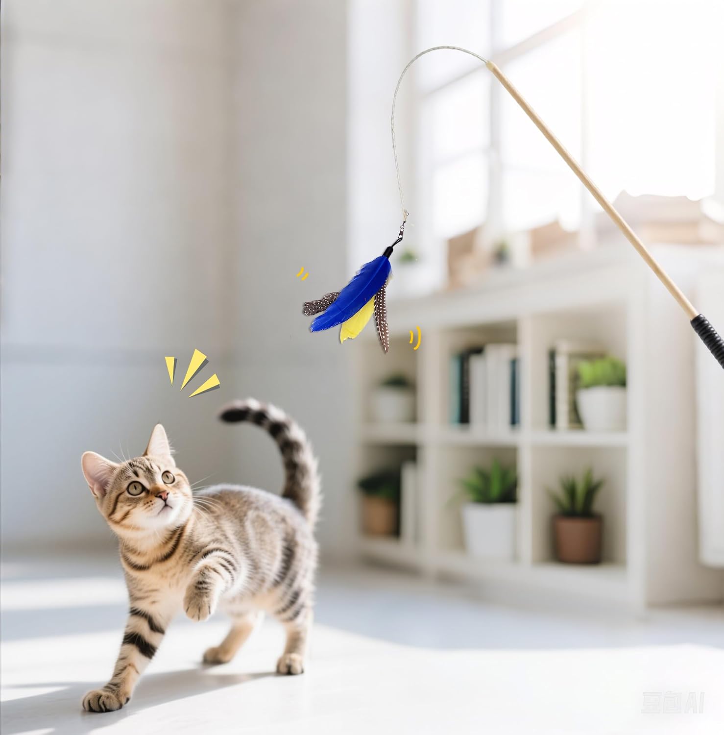 AINTE interactive pet wand attachments spread out on clean surface